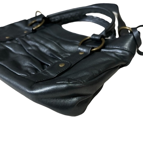 Bolsa Leather Metallic Pewter Handbag Convertible Shoulder Bag Boho Bohemian - Picture 4 of 16